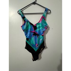 Vintage 1980’s SLIMSUITS carol wior slimming retro watercolor flower sz 12